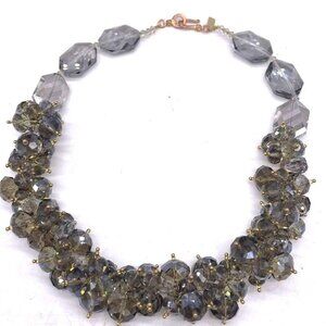 Kenneth Jay Lane Smokey Faceted Cluster Beaded Choker Necklace 18 Inches